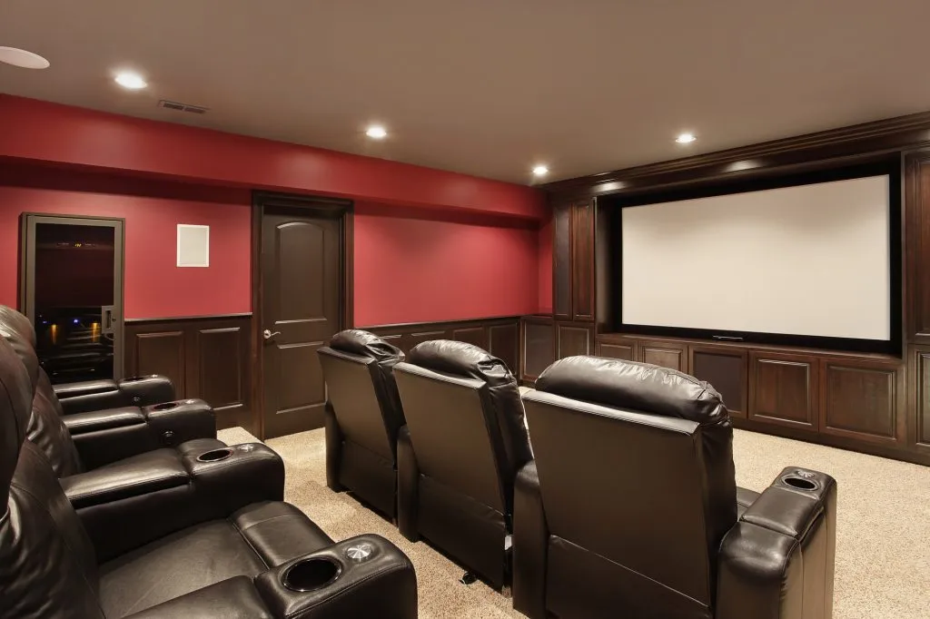 home theater in a basement